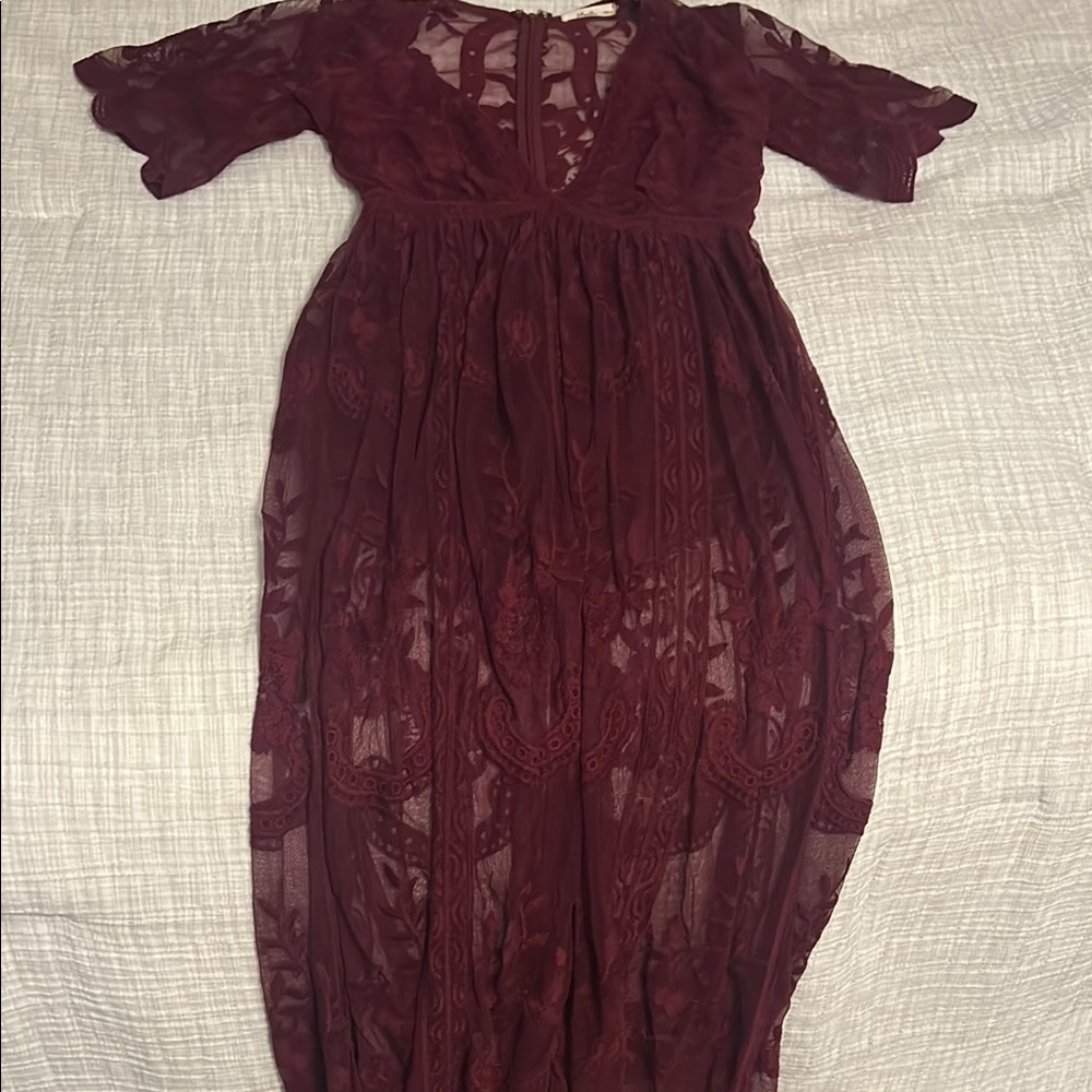 Elegant Burgundy Lace Jumpsuit